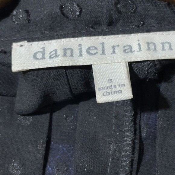 Daniel Rainn · Sheer Tunic Blouse · Small · Ruffle Collar Split V-Neck · Black - Picture 9 of 11